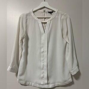 RW&CO Sheer White Blouse with Keyhole